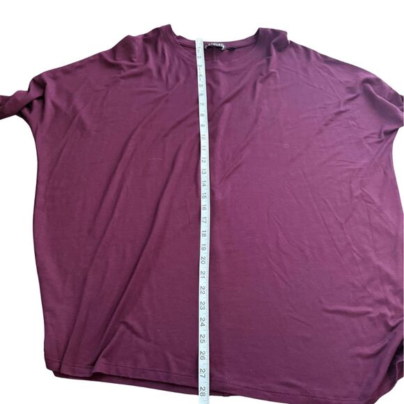 Athleta Men's Dolman Sleeve Oversized Asymmetric Jersey T-Shirt Burgundy Size MT - Picture 4 of 5